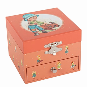 Musical Treasure Box - Jeanne Lagarde Childhood Memory - Pet - Ideal Gift for Children - Mozart's Menuet - Orange