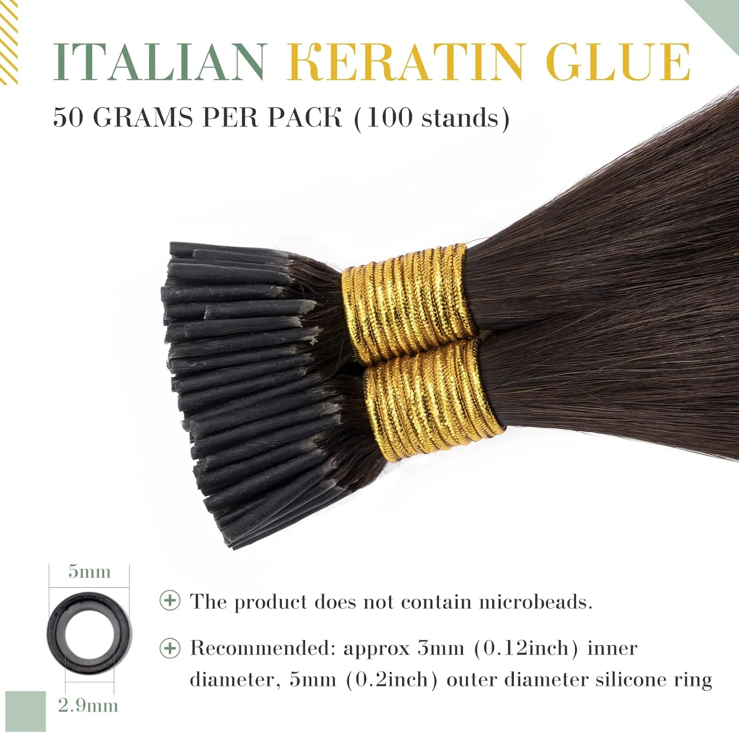 MY-LADY I Tip Hair Extensions Human Hair 100 Strands 16 Inch Dark Brown Pre Bonded ITip Human Hair Extensions Cold Fusion Stick Tip Hair Extensions 50g
