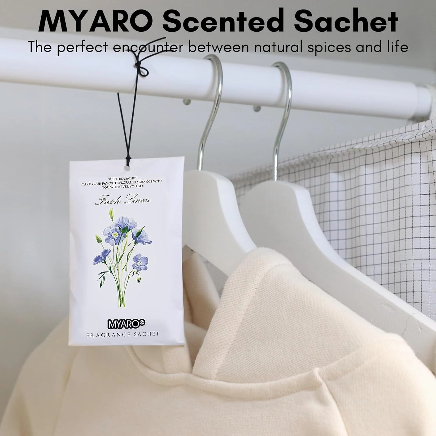 MYARO 12 Packs Linen Scented Sachets for Drawer and Closet, Long-Lasting Sachets Bags Air Freshener Fresh Scents, Potpourri Bags Home Fragrance for Lover