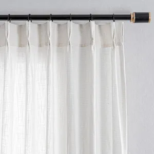MYSKY HOME Natural Curtains 84 Inch Long for Living Room, Semi Sheer Curtains Pinch Pleated Light Filtering Drapes Boho Decor Country Style Bedroom Panels Set Back Tab Privacy, 40" x 84", Beige, 2 PCS