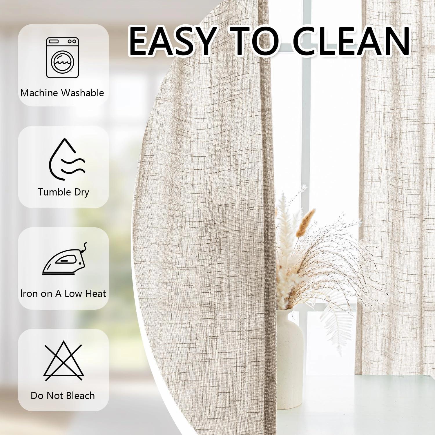 MYSKY HOME Curtains with Pinch Pleats for Living Room Windows, Semi Sheer Curtains 84 Inch Length for Bedroom Boho Linen Look Textured Fabric Soft Touch Light Filtering, 40" x 84", Taupe, 2 PCS