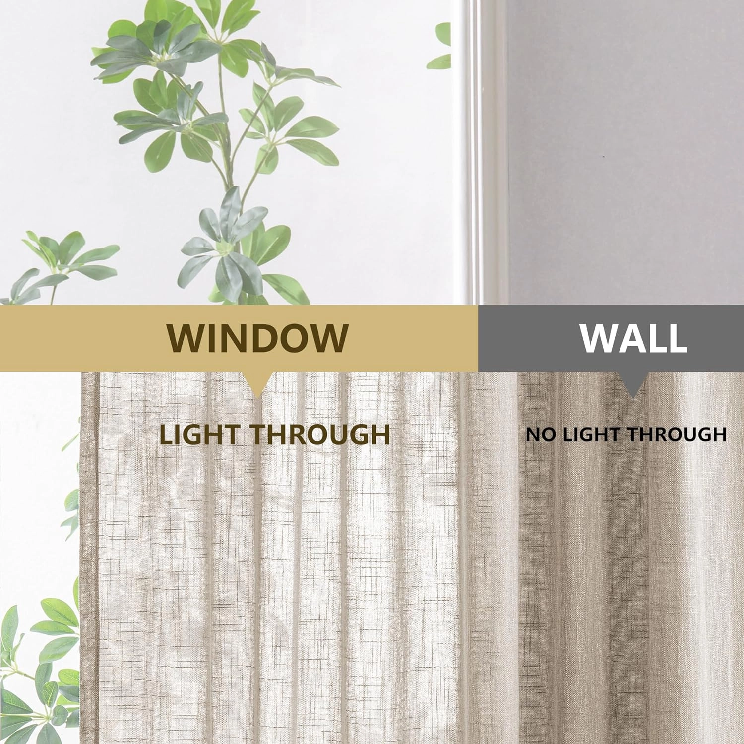 MYSKY HOME Curtains with Pinch Pleats for Living Room Windows, Semi Sheer Curtains 84 Inch Length for Bedroom Boho Linen Look Textured Fabric Soft Touch Light Filtering, 40" x 84", Taupe, 2 PCS