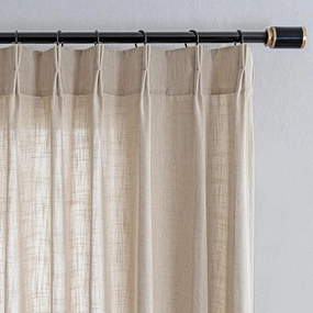 MYSKY HOME Curtains with Pinch Pleats for Living Room Windows, Semi Sheer Curtains 84 Inch Length for Bedroom Boho Linen Look Textured Fabric Soft Touch Light Filtering, 40" x 84", Taupe, 2 PCS