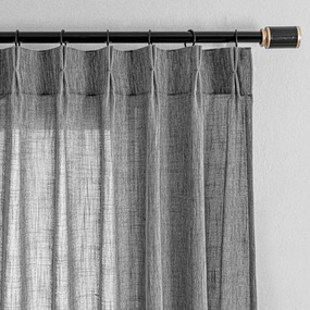 MYSKY HOME Grey Curtains for Living Room Semi Sheer Curtain Light Filtering Drapes 84 Inches Length Pinch Pleated Boho Style Home Decotation Linen Look Textured, 40 x 84 in, Dark Grey, Set of 2