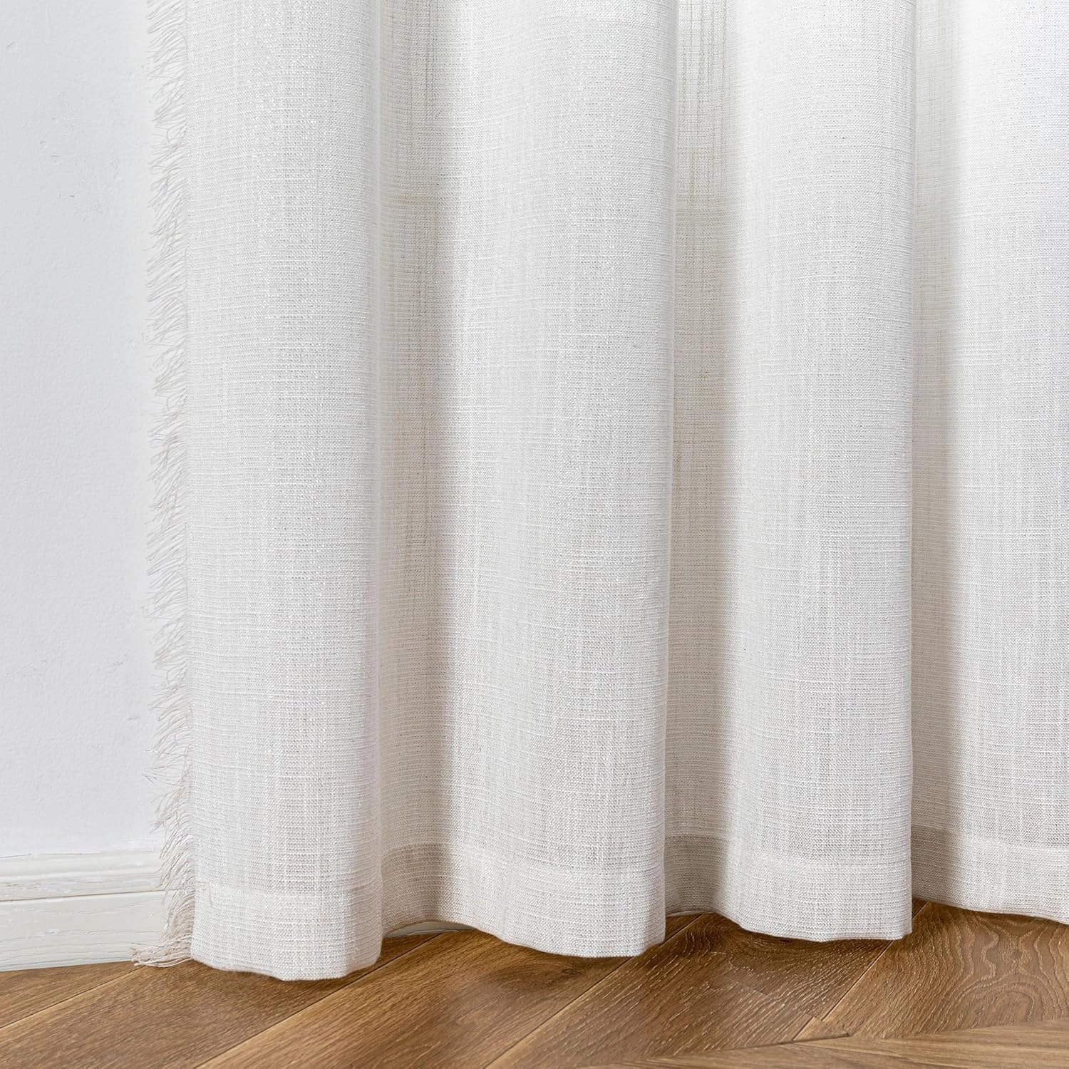 MYSKY HOME Semi Sheer Curtains 63 Inch Length for Bedroom, Natural Window Curtain Silver Panels Light Filtering Privacy Protect Drapes Set Boho Farmhouse Style Texture Soft Touch, 50" x 63", 2 Panels