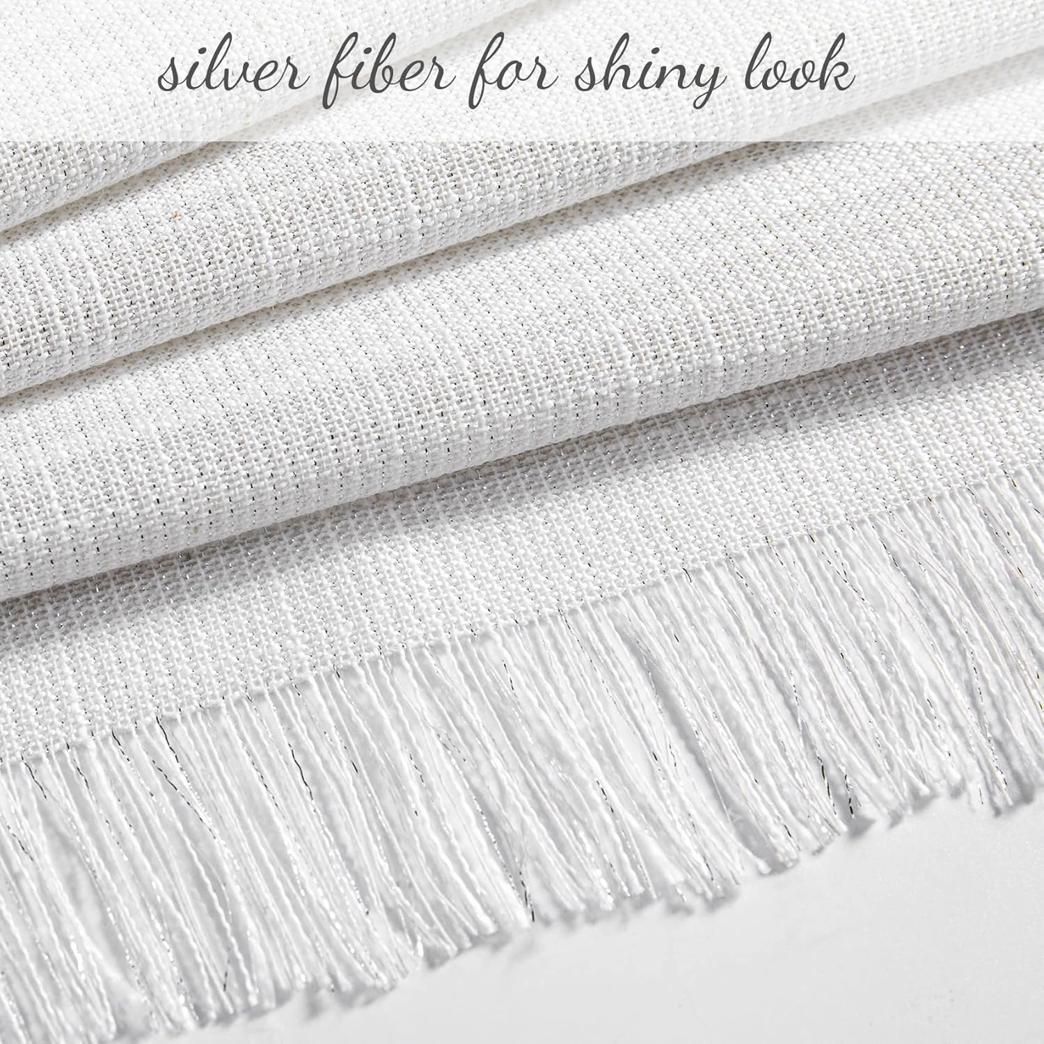 MYSKY HOME Semi Sheer Curtains 63 Inch Length for Bedroom, Natural Window Curtain Silver Panels Light Filtering Privacy Protect Drapes Set Boho Farmhouse Style Texture Soft Touch, 50" x 63", 2 Panels