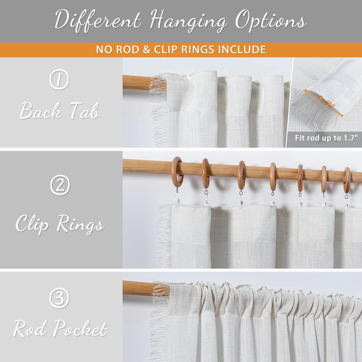 MYSKY HOME Semi Sheer Curtains 63 Inch Length for Bedroom, Natural Window Curtain Silver Panels Light Filtering Privacy Protect Drapes Set Boho Farmhouse Style Texture Soft Touch, 50" x 63", 2 Panels