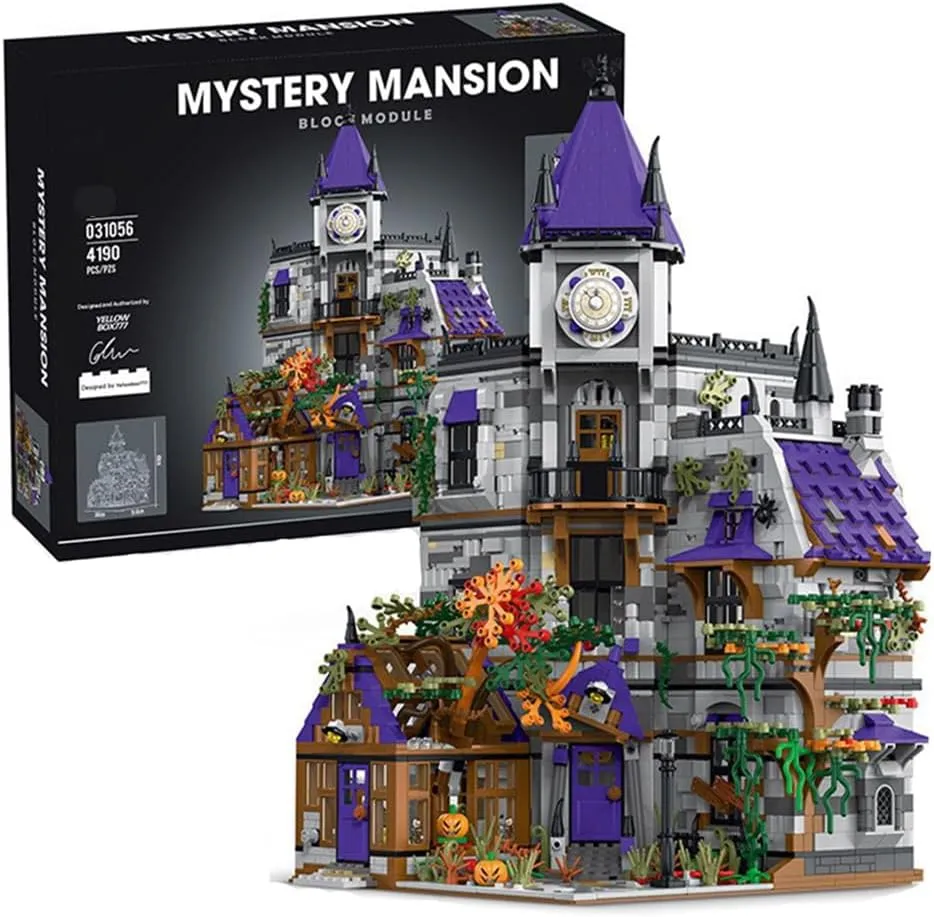 Mystery Mansion Building Kit,MOC Medieval Castle House Architecture with Lighting,City Street View Toy for Home and Office Decor, Gifts for Halloween or Christmas for Adults(4190 Pcs)