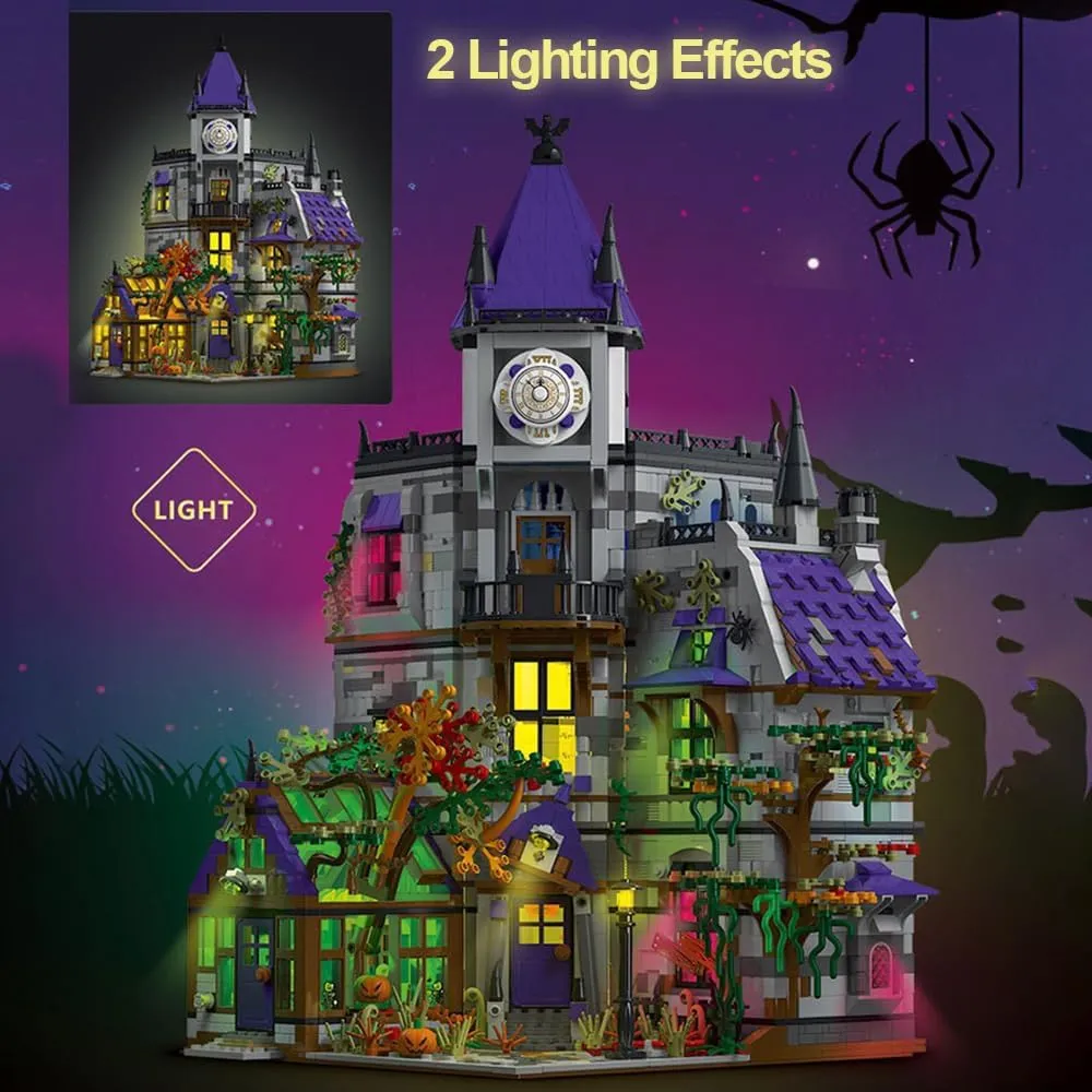 Mystery Mansion Building Kit,MOC Medieval Castle House Architecture with Lighting,City Street View Toy for Home and Office Decor, Gifts for Halloween or Christmas for Adults(4190 Pcs)