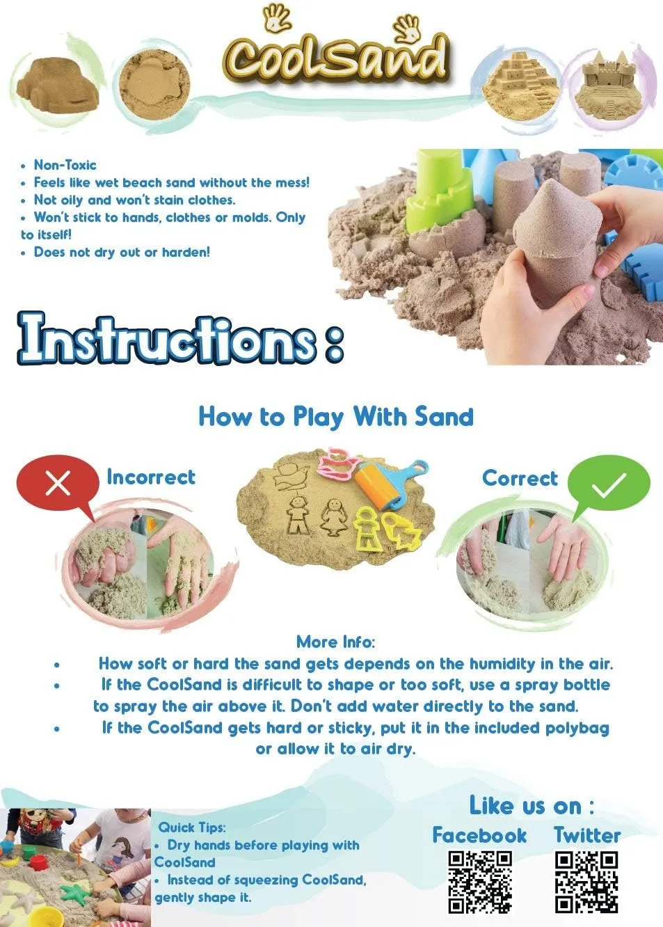 Natural 5 Pound Refill Pack - Including: 5 Pounds Moldable Indoor Play Sand, Storage Container and Inflatable Sandbox