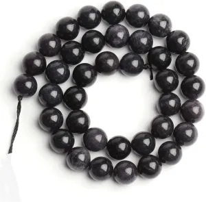 Natural Carbonado Stone Beads 6 8 10Mm Minerals Round Loose Beads for Jewelry Making DIY Waist Chain Accessories 15'' Black 10mm 36pcs beads