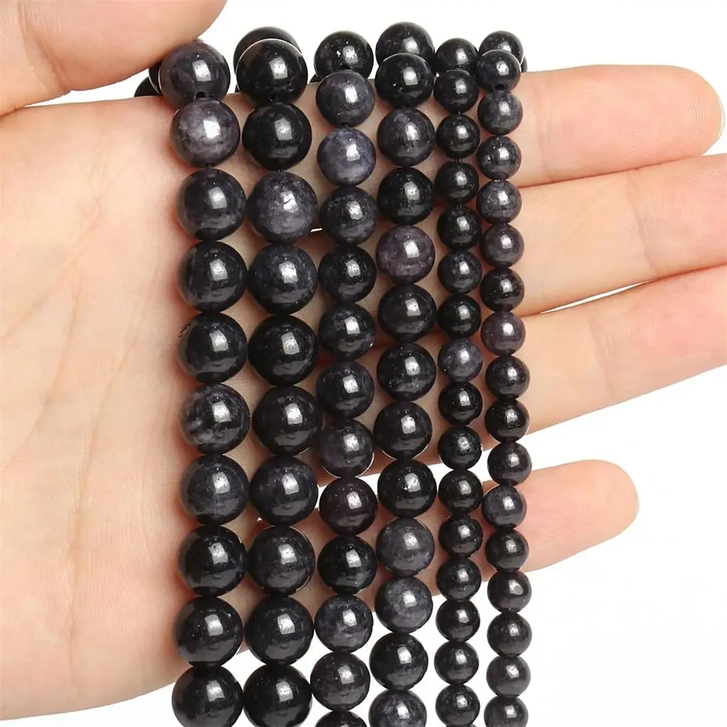 Natural Carbonado Stone Beads 6 8 10Mm Minerals Round Loose Beads for Jewelry Making DIY Waist Chain Accessories 15'' Black 10mm 36pcs beads