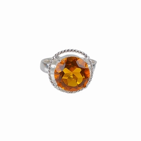 Natural AAA Madeira Citrine Gemstone 925 Sterling Silver Handcrafted Designer Jewelry Ring Size 8, Prong Setting Ring For Women, November Birthstone Ring, Healing Jewelry, Citrine Jewelry Ring