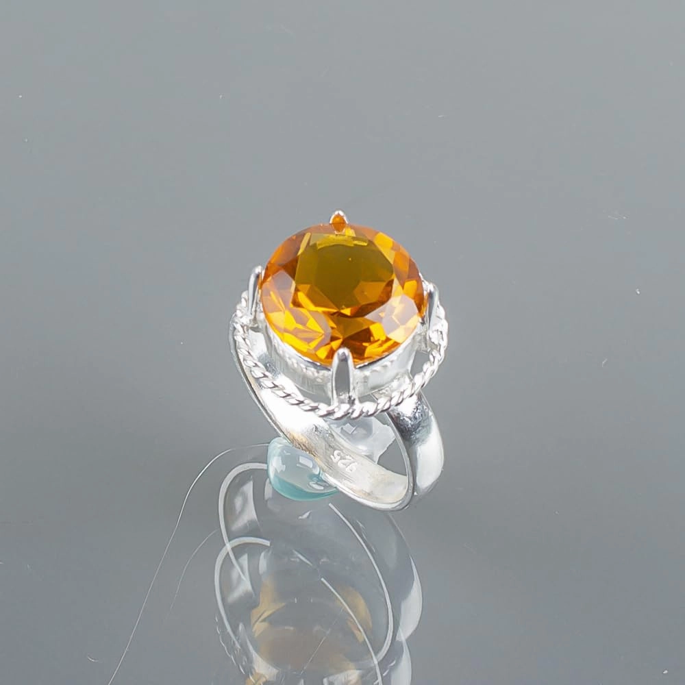 Natural AAA Madeira Citrine Gemstone 925 Sterling Silver Handcrafted Designer Jewelry Ring Size 8, Prong Setting Ring For Women, November Birthstone Ring, Healing Jewelry, Citrine Jewelry Ring