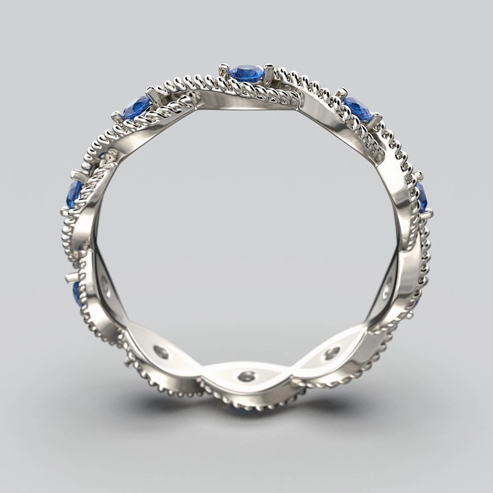 Natural Blue Sapphire Gold Ring Handmade in Italy