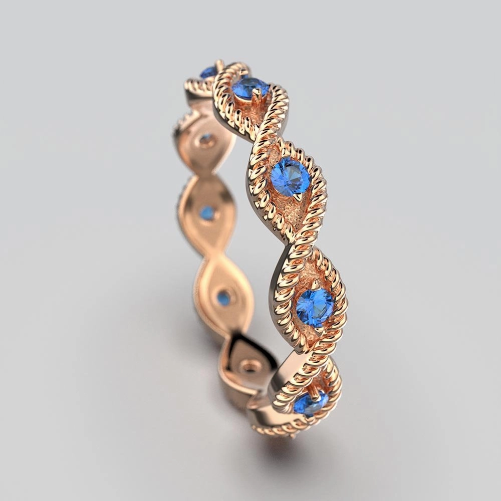 Natural Blue Sapphire Gold Ring Handmade in Italy