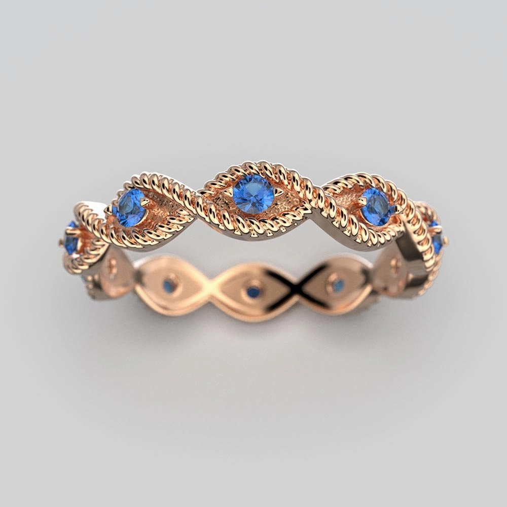 Natural Blue Sapphire Gold Ring Handmade in Italy