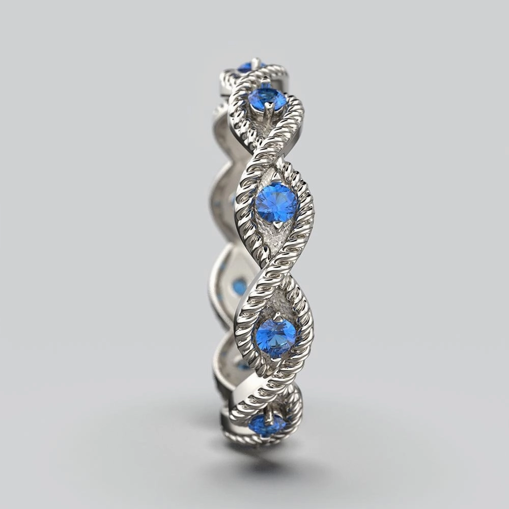 Natural Blue Sapphire Gold Ring Handmade in Italy