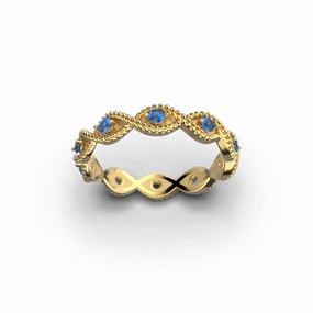 Natural Blue Sapphire Gold Ring Handmade in Italy