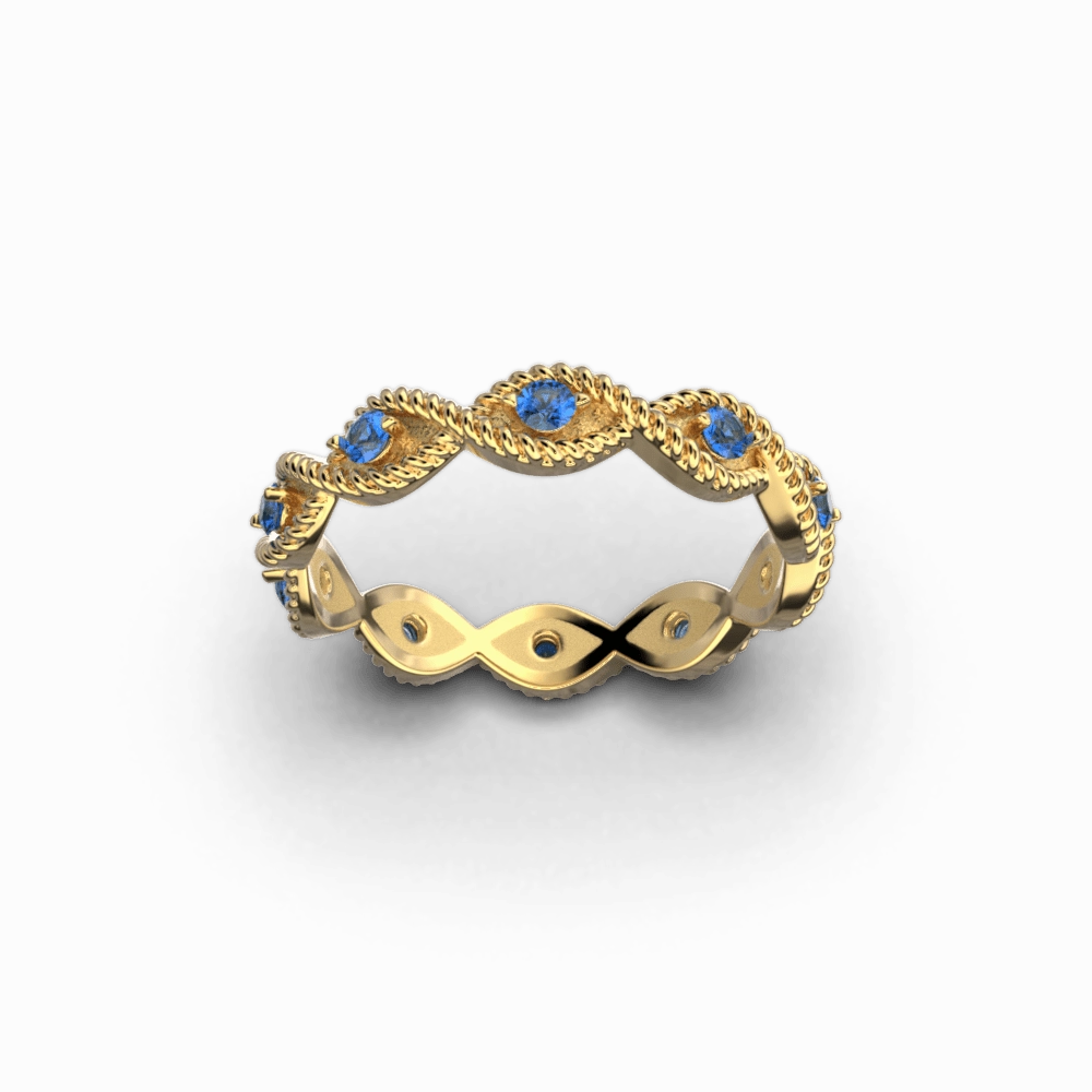 Natural Blue Sapphire Gold Ring Handmade in Italy