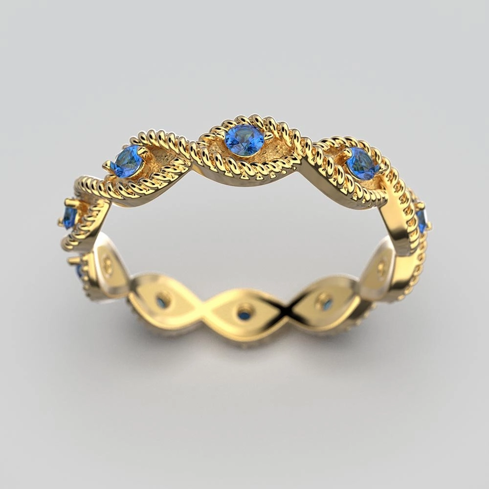 Natural Blue Sapphire Gold Ring Handmade in Italy