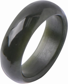 Natural Hotan Black Green Jade Rings Good Luck Jewelry Natural Green Jade FengShui Ring for Men Women Unisex with Gift Box