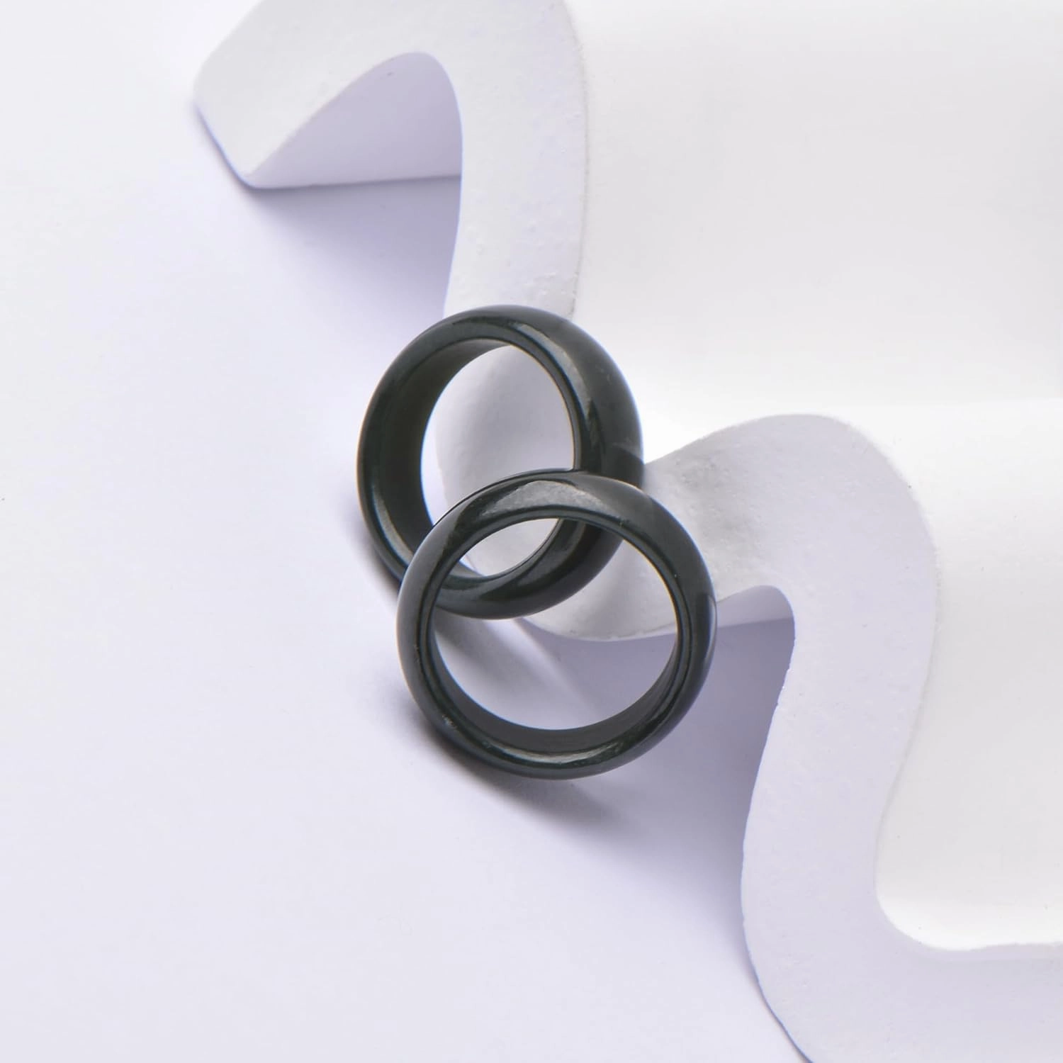 Natural Hotan Black Green Jade Rings Good Luck Jewelry Natural Green Jade FengShui Ring for Men Women Unisex with Gift Box