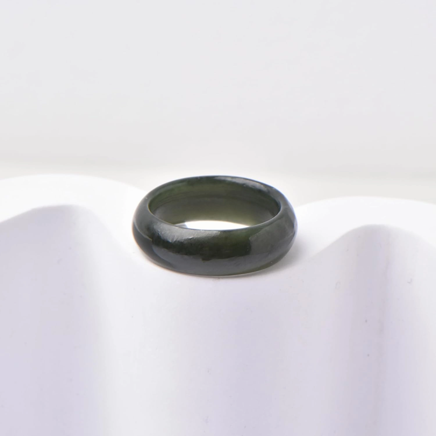 Natural Hotan Black Green Jade Rings Good Luck Jewelry Natural Green Jade FengShui Ring for Men Women Unisex with Gift Box