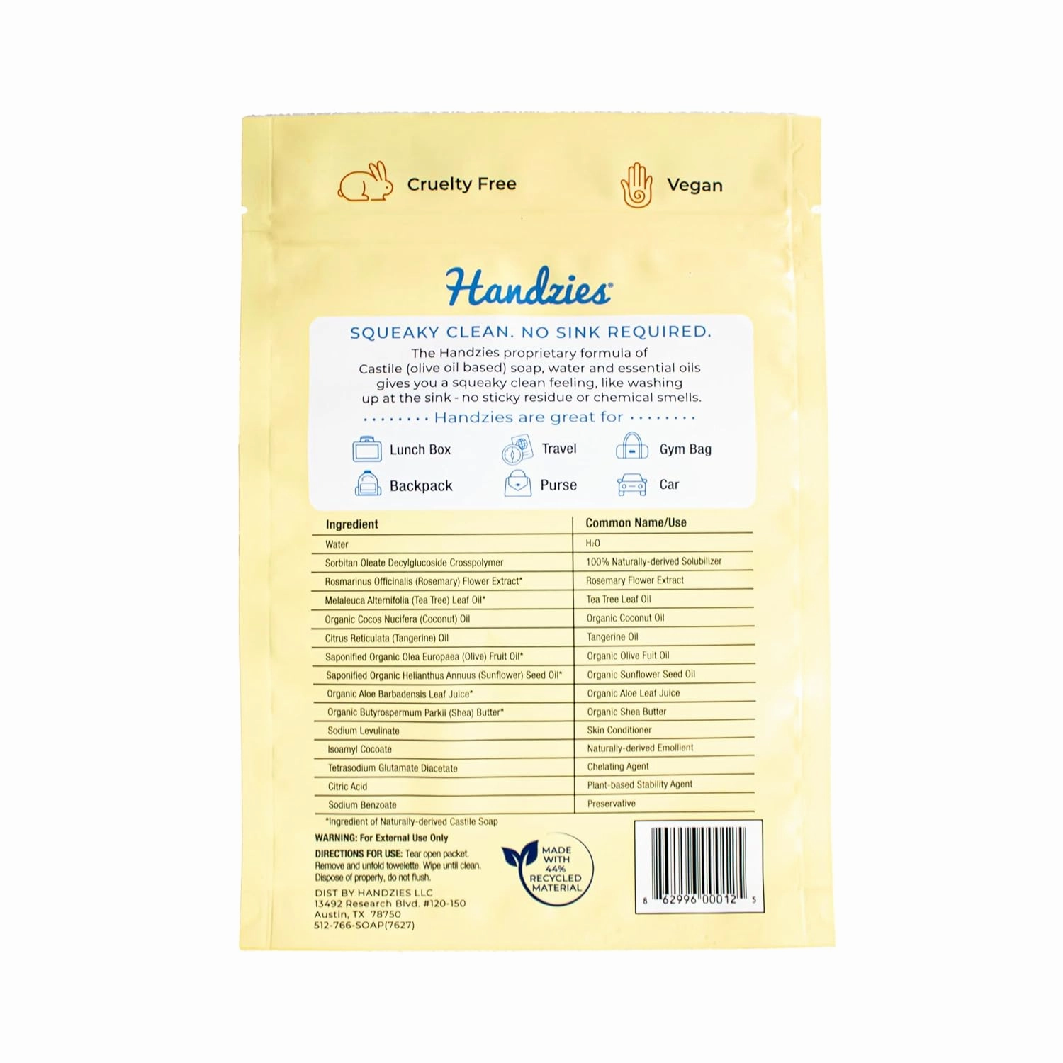 Natural Soap and Water Hand Wipes, Individually Packaged Singles, Tangerine 24ct, 2Pack (48 Individually Packaged Wipes)