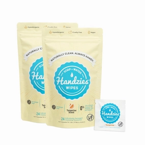 Natural Soap and Water Hand Wipes, Individually Packaged Singles, Tangerine 24ct, 2Pack (48 Individually Packaged Wipes)
