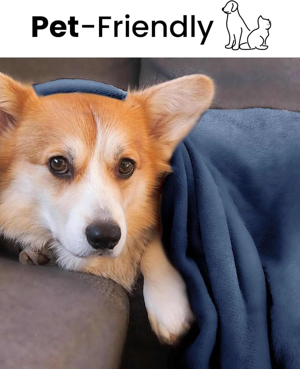 Navy Fleece Blanket Queen Size, Soft Cozy Blankets for Bed and Couch, Machine Washable Luxury Microfiber, Lightweight Portable Plush Blanket for Travel, Camping, Pets, Women, Adults