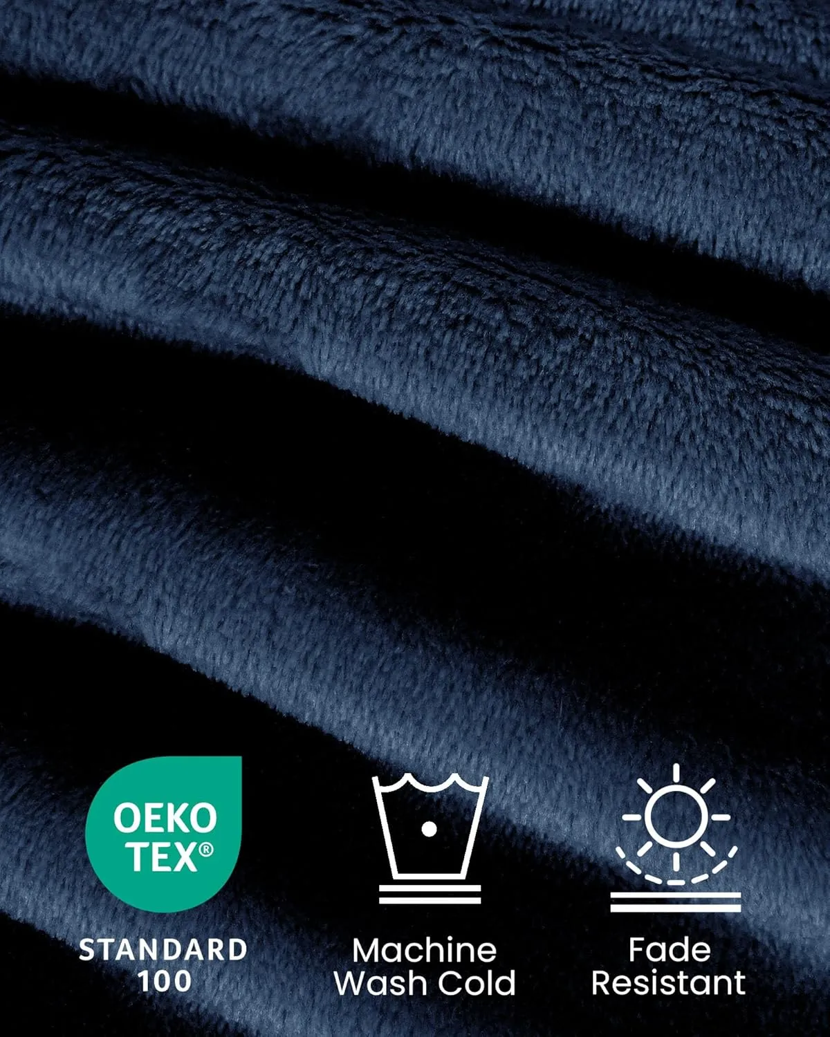Navy Fleece Blanket Queen Size, Soft Cozy Blankets for Bed and Couch, Machine Washable Luxury Microfiber, Lightweight Portable Plush Blanket for Travel, Camping, Pets, Women, Adults