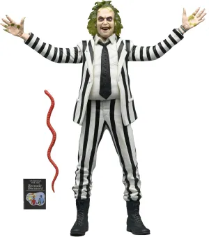 NECA Beetlejuice Collectible Action Figure |Officially Licensed Movie Classic, (1988) Black & White Suit, 7" Scale