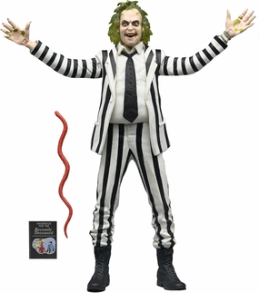 NECA Beetlejuice Collectible Action Figure |Officially Licensed Movie Classic, (1988) Black & White Suit, 7" Scale