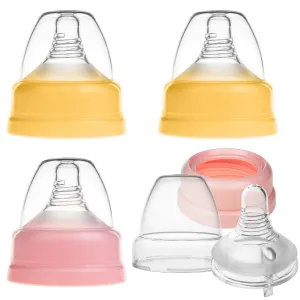Nenesupply 4 Sets of Nipple Ring and Cap Compatible with Nenesupply Baby Bottle Silicone Bottle Avent Bottle Nipple Collar Anti Colic Level 2 for 1  Month Infant Slow Flow for Newborn Babies