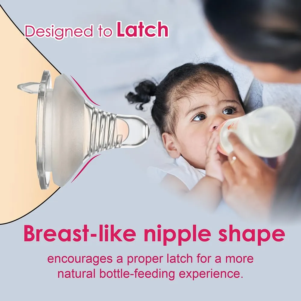 Nenesupply 4 Sets of Nipple Ring and Cap Compatible with Nenesupply Baby Bottle Silicone Bottle Avent Bottle Nipple Collar Anti Colic Level 2 for 1  Month Infant Slow Flow for Newborn Babies