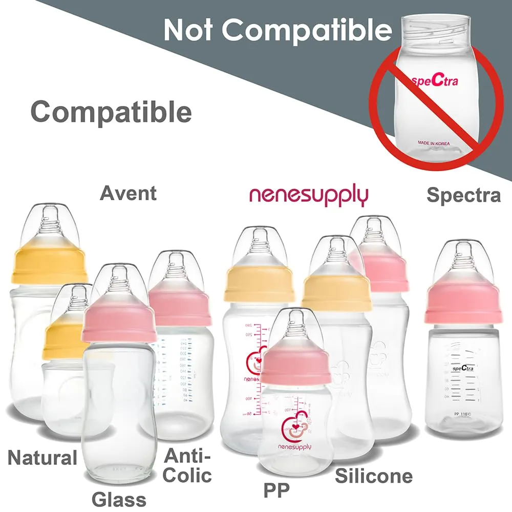 Nenesupply 4 Sets of Nipple Ring and Cap Compatible with Nenesupply Baby Bottle Silicone Bottle Avent Bottle Nipple Collar Anti Colic Level 2 for 1  Month Infant Slow Flow for Newborn Babies