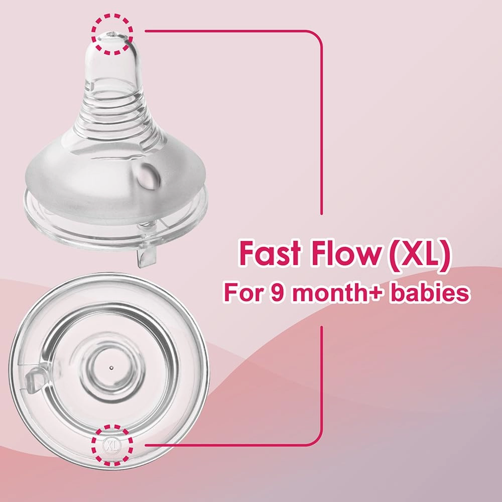 Nenesupply 4 Sets of Nipple Ring and Cap Work with Nenesupply Baby Bottle Silicone Bottle and Avent Bottle Nipple Collar Anti Colic Level 5 Nipple for 9  Month Babies. Fast Flow Nipples
