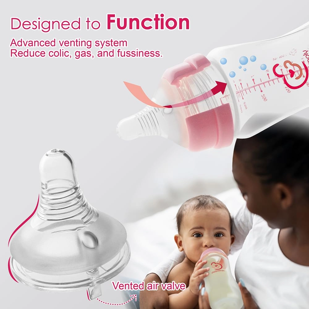 Nenesupply 4 Sets of Nipple Ring and Cap Work with Nenesupply Baby Bottle Silicone Bottle and Avent Bottle Nipple Collar Anti Colic Level 5 Nipple for 9  Month Babies. Fast Flow Nipples