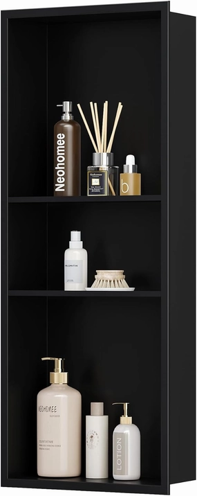 Neodrain Matte Black Wall Niche 12X30, Stainless Steel, No Tile Needed, Recessed Shower Niche for Bathroom Storage