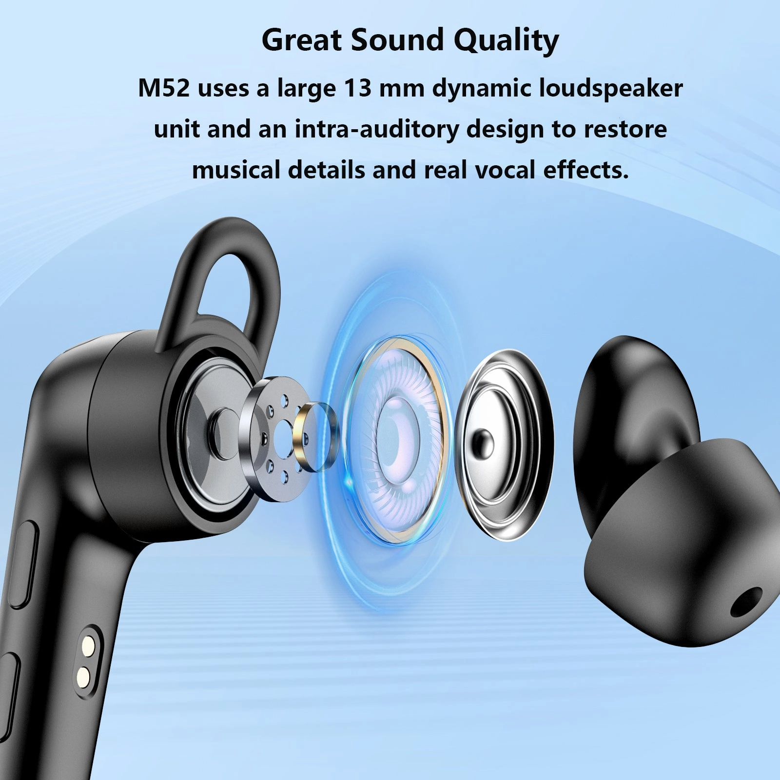 New Bee M52 Bluetooth Headset Business Earbuds, Wireless Earpiece Driving Headset with Charging Case