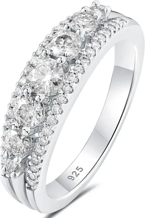 Newshe Jewellery Moissanite Wedding Bands for Women Eternity Ring 925 Sterling Silver Engagement Anniversary Stacking Size 5-10