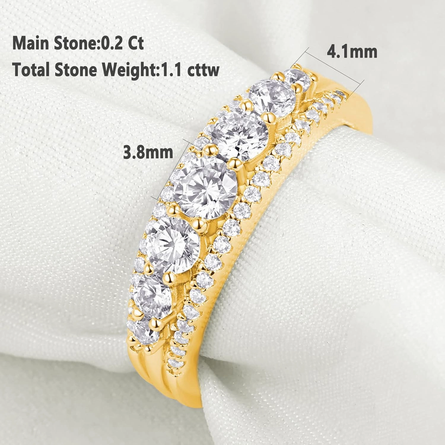 Newshe Jewellery Eternity Ring Wedding Band for Women 925 Sterling Silver 1.13ct Round White AAAAA Cz Size 4-13