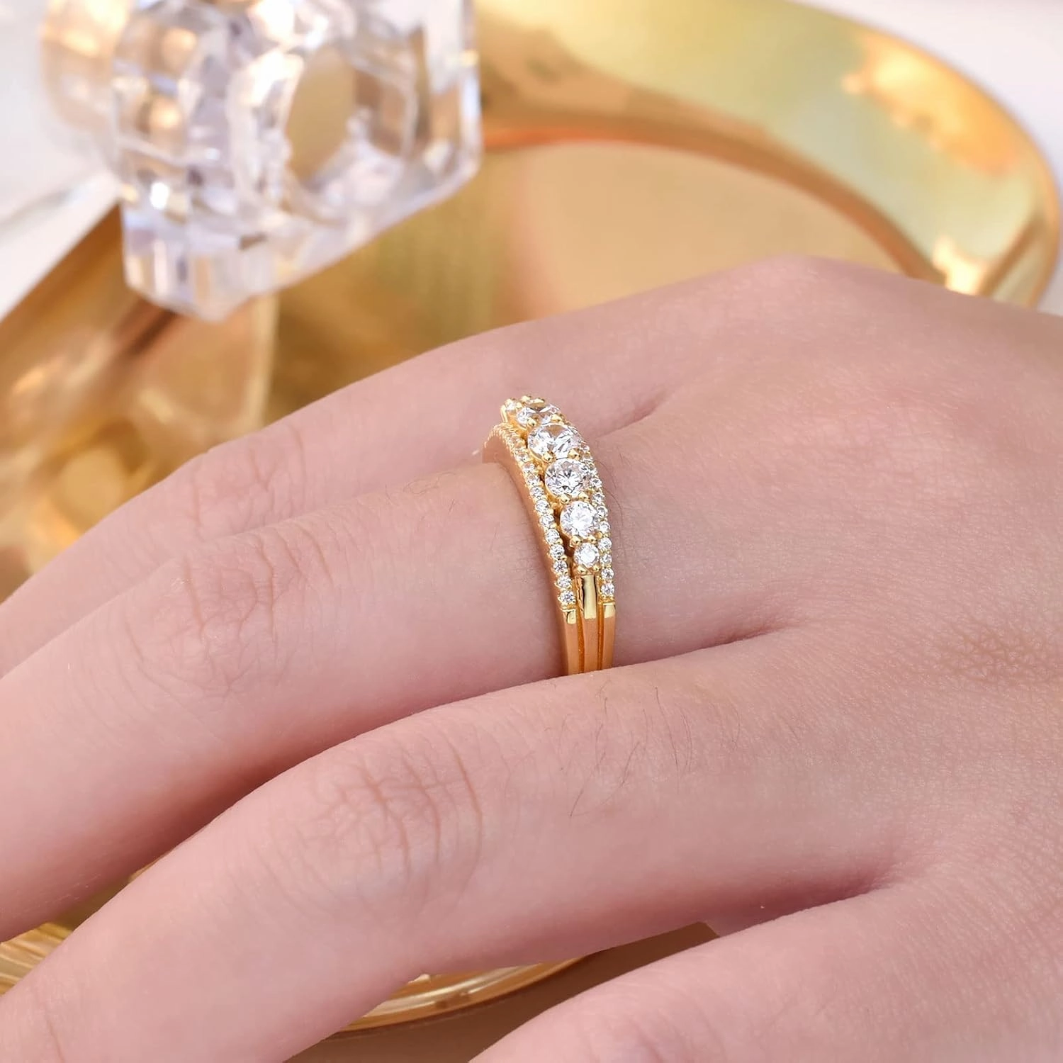 Newshe Jewellery Eternity Ring Wedding Band for Women 925 Sterling Silver 1.13ct Round White AAAAA Cz Size 4-13