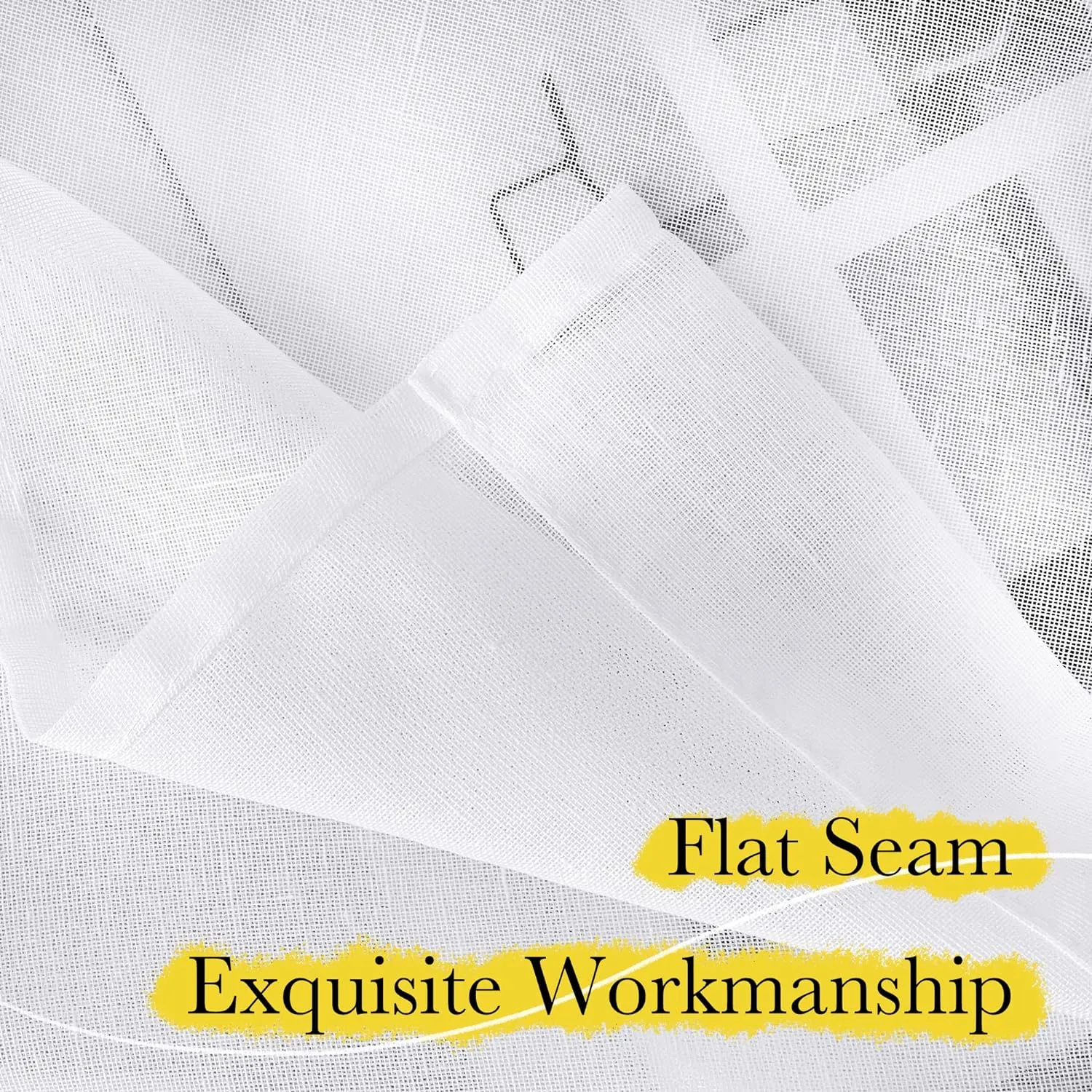 NICETOWN Sheer Linen Curtains for Living Room, Rod Pocket & Back Tab Semi Sheer Drapes Privacy Semitransparent Faux Flax Open Linen Panels for Study Room, W52 x L95, White, 1 Pair