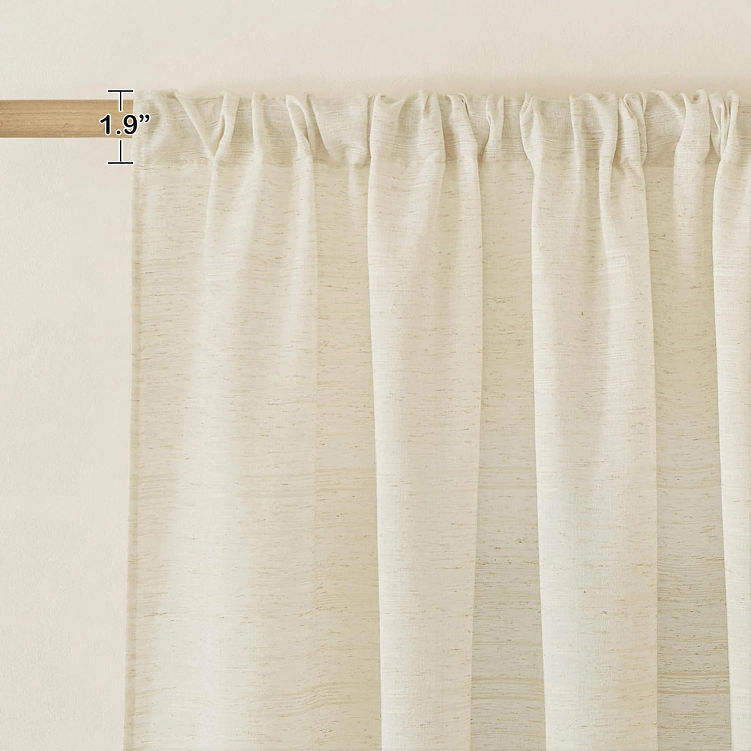 NICETOWN Linen Curtains for Bedroom 84 inch Length 2 Panels Set, Pocket Top Semi Sheer Stripe Pattern Window Treatments Privacy with Light Filtering for Living Room, Natural, W54 x L84