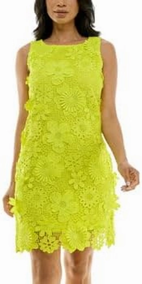 Nina Leonard Scoop Neck Crochet Lace Sheath Dress-XL