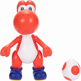 Nintendo Super Mario 4-Inch Red Yoshi Poseable Figure with Red Egg Accessory. Ages 3  (Officially licensed)