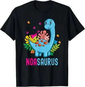 NOASAURUS Personalized Name NOA Dino Dinosaur Birthday T-Shirt