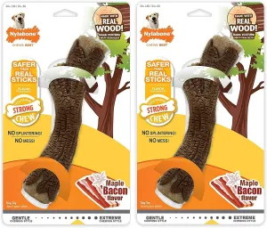 Nylabone 2 Pack of Strong Chewy Maple Bacon Flavored Stick Bone for Dogs Over 50 Pounds2
